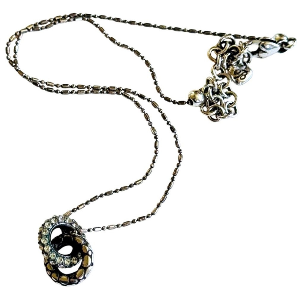 Brighton Pebble Pave Necklace Collar crystal jeweled‎ rare Silver Plated 18"